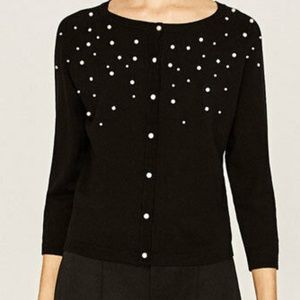 Zara black pearl sweater cardigan - size M
